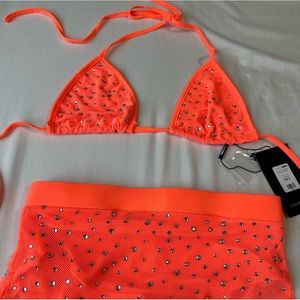 Icy girl rhinestone 2 piece sunsuit